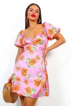 Pretty In Petals - Pink Multi Floral Mini Dress 12 Pretty In Petals - Pink Multi Floral Mini Dress -Glamoros Clothing Shop PrettyInPetals PinkMultiFloralMiniDress