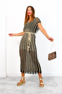 Queen Of The Desert - Black Gold Knitted Midi Dress -Glamoros Clothing Shop QueenOfTheDesert BlackGoldKnittedMidiDress 6