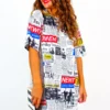 Read All About It - White Multi Newspaper Graphic T-Shirt Dress
