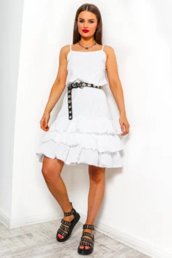 Ruffled Up - White Vest Dress -Glamoros Clothing Shop RuffledUp WhiteVestDress 4