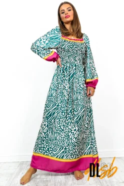 Safari Style - Green Leopard Print Maxi Dress -Glamoros Clothing Shop SafariStyle GreenLeopardPrintMaxiDress 1