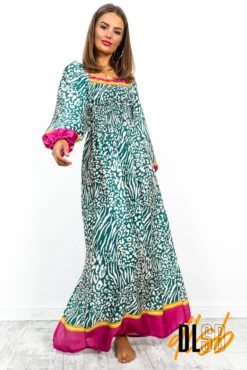 Safari Style - Green Leopard Print Maxi Dress -Glamoros Clothing Shop SafariStyle GreenLeopardPrintMaxiDress 5