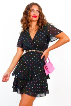 Save Your Tiers - Black Multi Foil Spot Tiered Frill Mini Dress 14 Save Your Tiers - Black Multi Foil Spot Tiered Frill Mini Dress -Glamoros Clothing Shop SaveYourTiers BlackMultiFoilSpotTieredFrillMiniDress 2