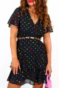 Save Your Tiers - Black Multi Foil Spot Tiered Frill Mini Dress 11 Save Your Tiers - Black Multi Foil Spot Tiered Frill Mini Dress -Glamoros Clothing Shop SaveYourTiers BlackMultiFoilSpotTieredFrillMiniDress 6