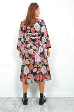 Season Of Love - Black Multi Floral Midi Dress -Glamoros Clothing Shop SeasonofLove BlackMultiFloralMidiDress6