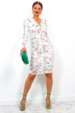 Seduce You - White Rose Floral Midi Dress -Glamoros Clothing Shop SeduceYou WhiteRoseFloralMidiDress