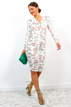 Seduce You - White Rose Floral Midi Dress -Glamoros Clothing Shop SeduceYou WhiteRoseFloralMidiDress 1