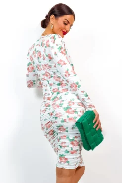 Seduce You - White Rose Floral Midi Dress -Glamoros Clothing Shop SeduceYou WhiteRoseFloralMidiDress 2