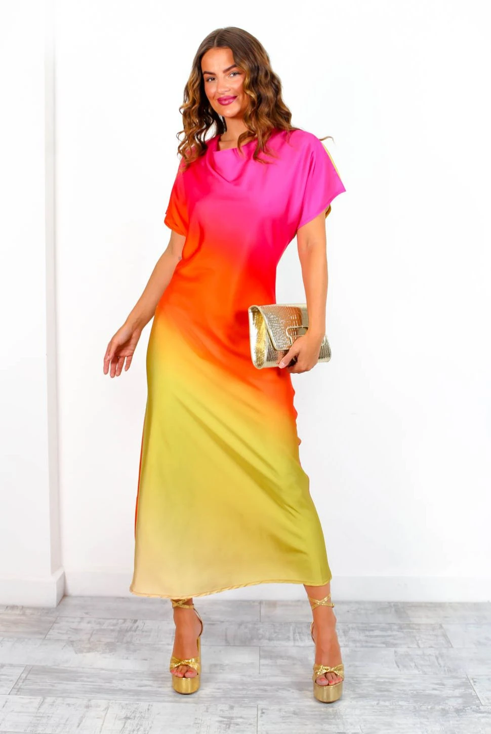 See You At Sunset - Pink Orange Ombre Midi Dress 5 See You At Sunset - Pink Orange Ombre Midi Dress - Image 5