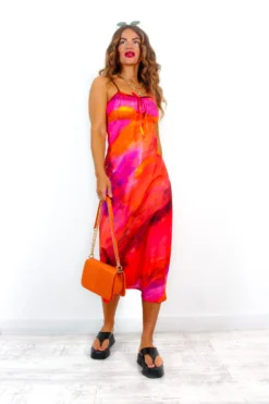 She Is The View - Red Orange Sunset Strappy Midi Dress -Glamoros Clothing Shop SheIsTheView RedOrangeSunsetStrappyMidiDress 2 scaled