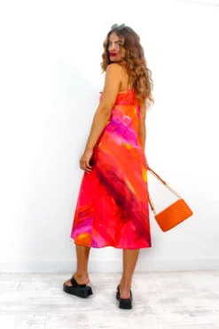 She Is The View - Red Orange Sunset Strappy Midi Dress -Glamoros Clothing Shop SheIsTheView RedOrangeSunsetStrappyMidiDress 4 scaled