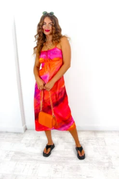 She Is The View - Red Orange Sunset Strappy Midi Dress -Glamoros Clothing Shop SheIsTheView RedOrangeSunsetStrappyMidiDress 6 scaled
