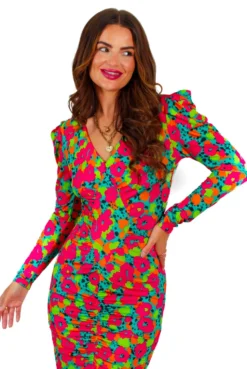 Shes A Diamond - Green Multi Floral Diamond Ruched Midi Dress -Glamoros Clothing Shop She sADiamond GreenMultiFloralDiamondRuchedMidiDress 3 e9451de9 ef78 4014 bc8e 10bf19bc8c68