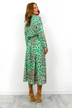 Shes Ferocious - Green Leopard Print Shirt Dress -Glamoros Clothing Shop She sFerocious GreenLeopardPrintShirtDress5