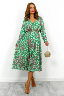 Shes Ferocious - Green Leopard Print Shirt Dress -Glamoros Clothing Shop She sFerocious GreenLeopardPrintShirtDress6