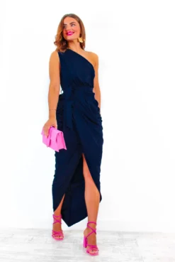Shes Irreplaceable - Navy Ruched One Shoulder Maxi Dress -Glamoros Clothing Shop She sIrreplaceable NavyRuchedOneShoulderMaxiDress 4