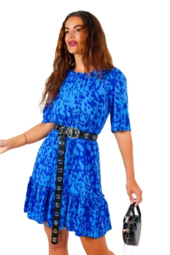 Shes Perfect - Cobalt Leopard Print Mini Dress -Glamoros Clothing Shop She sPerfect CobaltLeopardPrintMiniDress 6
