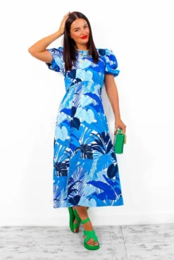 Shes So Vain - Blue Tropical Midi Dress -Glamoros Clothing Shop She sSoVain BlueTropicalMidiDress2