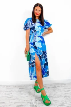 Shes So Vain - Blue Tropical Midi Dress -Glamoros Clothing Shop She sSoVain BlueTropicalMidiDress3