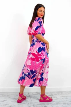 Shes So Vain - Pink Navy Tropical Midi Dress -Glamoros Clothing Shop She sSoVain PinkNavyTropicalMidiDress3