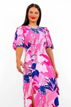Shes So Vain - Pink Navy Tropical Midi Dress -Glamoros Clothing Shop She sSoVain PinkNavyTropicalMidiDress4
