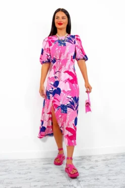 Shes So Vain - Pink Navy Tropical Midi Dress -Glamoros Clothing Shop She sSoVain PinkNavyTropicalMidiDress5