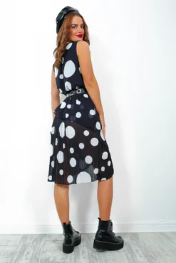 Sheer Outrage - Black White Polka Dot Midi Dress -Glamoros Clothing Shop SheerOutrage BlackWhitePolkaDotMidiDress5
