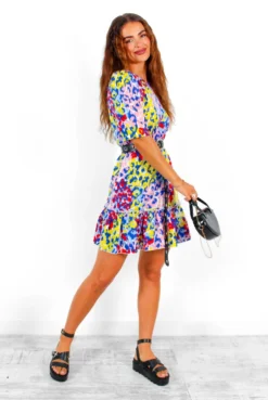 Shes Perfect - Multi Leopard Print Mini Dress -Glamoros Clothing Shop ShesPerfect MultiLeopoardPrintMiniDress 3