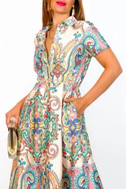 Shirty, Flirty, And Thriving - Multi Printed Maxi Shirt Dress -Glamoros Clothing Shop Shirty Flirty andThriving MultiPrintedMaxiShirtDress 4