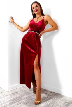 Show It Off - Wine Velvet Maxi Dress
