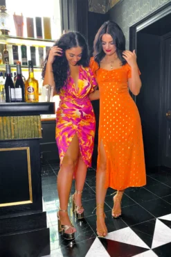 Simple And Elegant - Magenta Angel Sleeve Midi Dress -Glamoros Clothing Shop Simple And Elegant Magenta Angel Sleeve Midi Dress