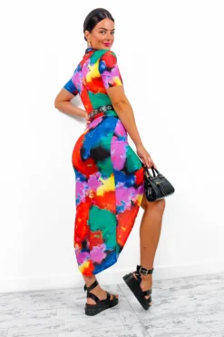 Simple And Elegant - Multi Printed Midi Dress -Glamoros Clothing Shop SimpleAndElegant MultiPrintedMidiDress 5