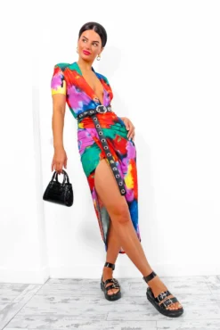 Simple And Elegant - Multi Printed Midi Dress