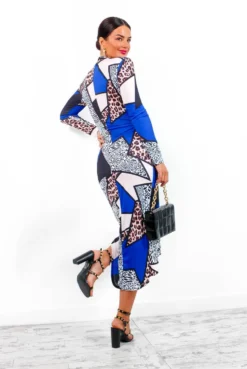 Simple And Elegant - Cobalt Animal Print Midi Dress -Glamoros Clothing Shop SimpleandElegant CobaltAnimalPrintMidiDress 4