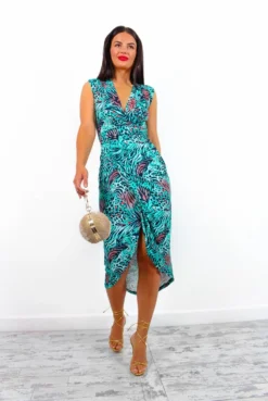 Simple And Elegant - Seafoam Green Leopard Midi Dress -Glamoros Clothing Shop SimpleandElegant SeafoamGreenLeopardMidiDress3