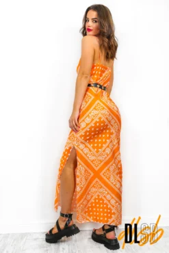 Slip Away - Orange Bandana Print Maxi Dress 9 Slip Away - Orange Bandana Print Maxi Dress -Glamoros Clothing Shop SlipAway OrangeBandanaPrintMaxiDress 4