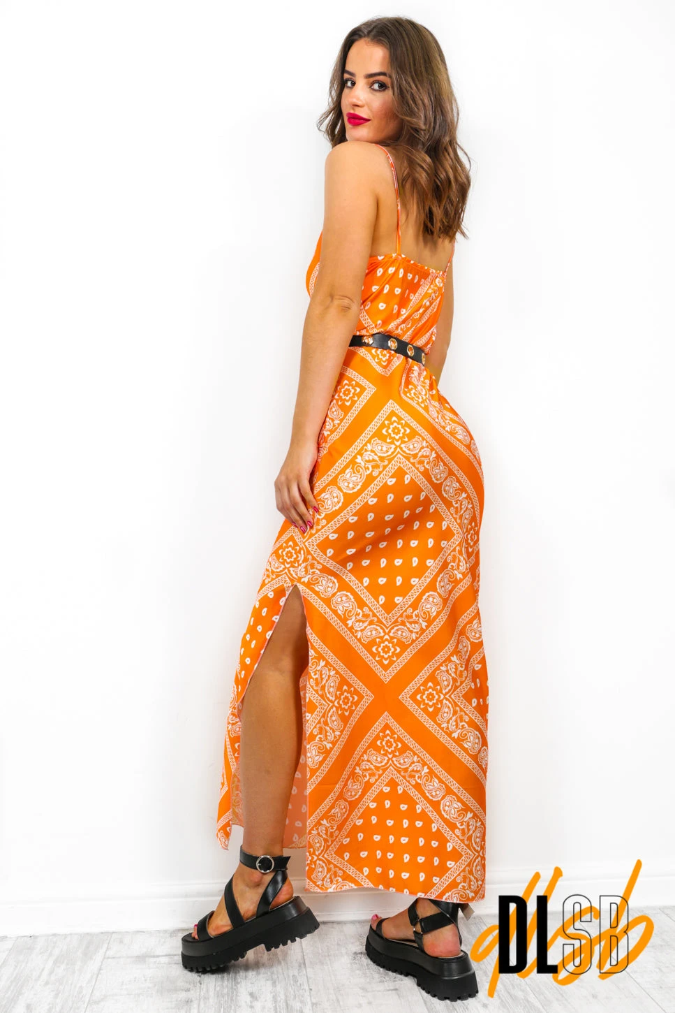 Slip Away - Orange Bandana Print Maxi Dress 5 Slip Away - Orange Bandana Print Maxi Dress - Image 5