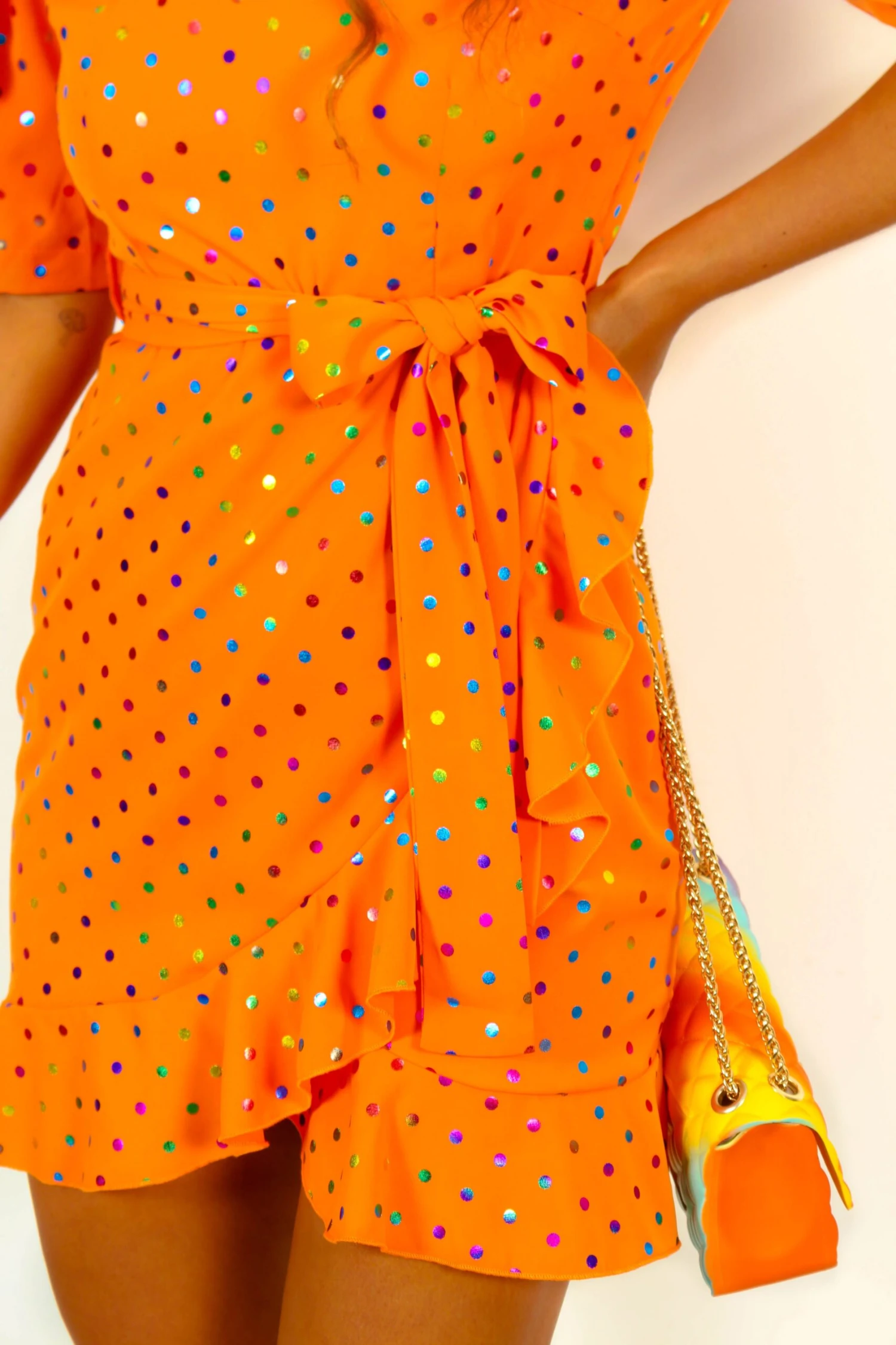 So Frilling - Orange Multi Spot Frilled Mini Dress 5 So Frilling - Orange Multi Spot Frilled Mini Dress - Image 5