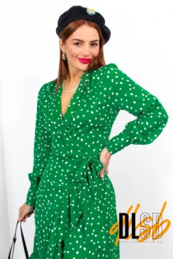 Some Like It Dot - Green Polka Dot Midi Wrap Dress -Glamoros Clothing Shop SomeLikeItDot GreenPolkaDotMidiWrapDress3