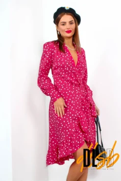 Some Like It Dot - Raspberry Polka Dot Midi Wrap Dress 11 Some Like It Dot - Raspberry Polka Dot Midi Wrap Dress -Glamoros Clothing Shop SomeLikeItDot RaspberryPolkaDotMidiWrapDress2