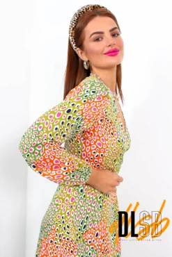 Soul Of Sunshine - Lime Multi Printed Midi Wrap Dress -Glamoros Clothing Shop SoulOfSunshine LimeMultiPrintedMidiDress2