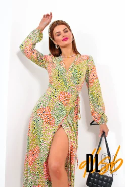 Soul Of Sunshine - Lime Multi Printed Midi Wrap Dress -Glamoros Clothing Shop SoulOfSunshine LimeMultiPrintedMidiDress3
