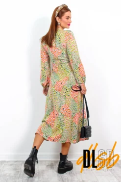 Soul Of Sunshine - Lime Multi Printed Midi Wrap Dress -Glamoros Clothing Shop SoulOfSunshine LimeMultiPrintedMidiDress5
