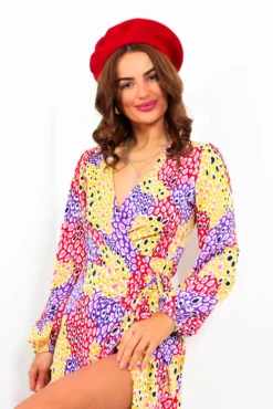 Soul Of Sunshine - Purple Multi Printed Midi Dress -Glamoros Clothing Shop SoulOfSunshine PurpleMultiPrintedMidiDress1
