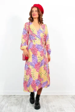 Soul Of Sunshine - Purple Multi Printed Midi Dress -Glamoros Clothing Shop SoulOfSunshine PurpleMultiPrintedMidiDress7