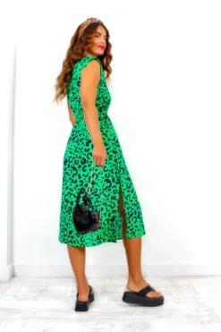 Spot My Baby - Green Leopard Print Midi Dress -Glamoros Clothing Shop SpotMyBaby GreenLeopardPrintMidiDress 3 scaled