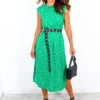 Spot My Baby - Green White Polka Dot Print Midi Dress