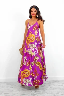 Spring Break - Purple Gold Paisley Print Maxi Slip Dress 11 Spring Break - Purple Gold Paisley Print Maxi Slip Dress -Glamoros Clothing Shop SpringBreak PurpleGoldPaisleyPrintMaxiSlipDress3