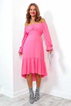 Star Crossed Lovers - Candy Pink Long Sleeve Midi Dress -Glamoros Clothing Shop Star CrossedLovers CandyPinkLongSleeveMidiDress4