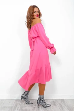 Star Crossed Lovers - Candy Pink Long Sleeve Midi Dress -Glamoros Clothing Shop Star CrossedLovers CandyPinkLongSleeveMidiDress5